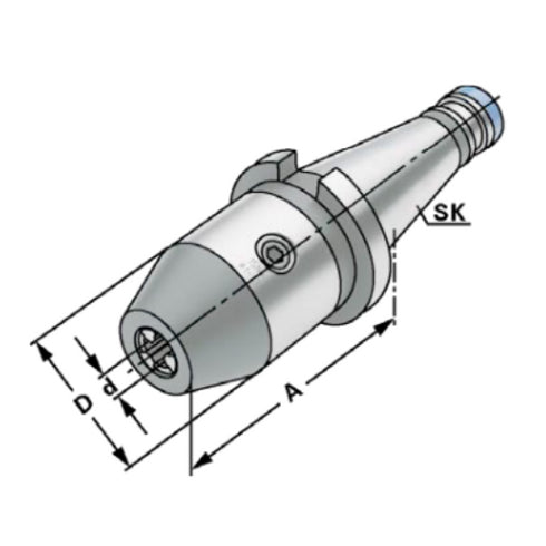 ISO Taper for End Mills with Straight Shank Dimensions